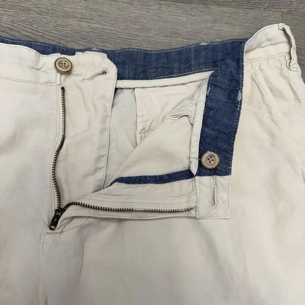 Faherty Malibu Shorts Mens 36 Linen Cotton‎ Tan Stone Casual Beach Chino